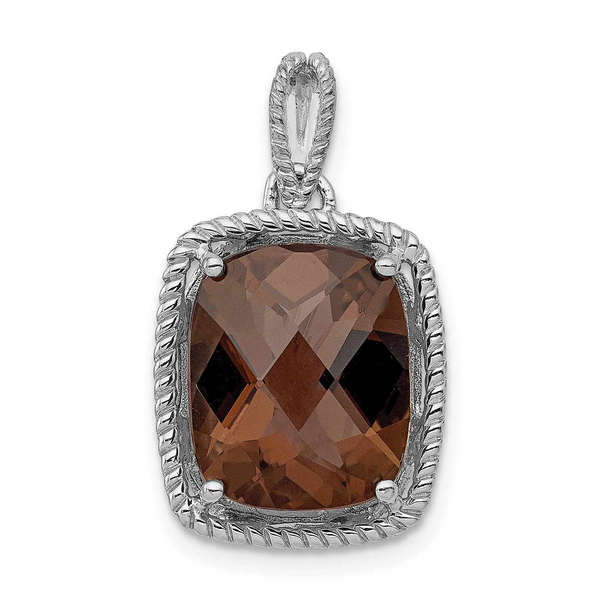 Sterling Silver Rhodium-plated Smoky Quartz Pendant