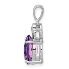 Sterling Silver Rhodium-plated Amethyst Pendant