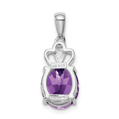 Sterling Silver Rhodium-plated Amethyst Pendant