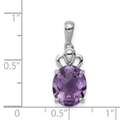 Sterling Silver Rhodium-plated Amethyst Pendant