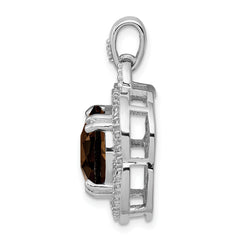 Sterling Silver Rhodium-plated Smoky Quartz Pendant