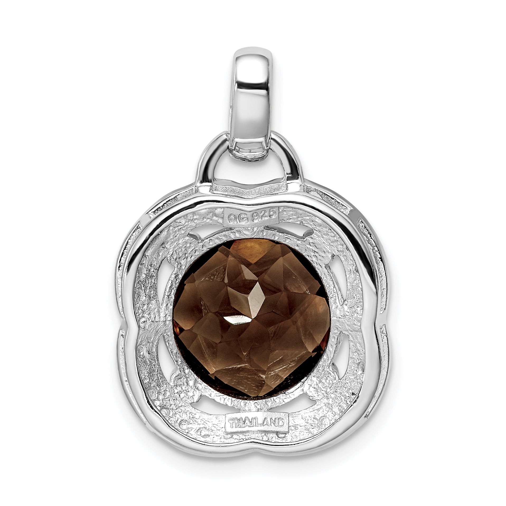 Sterling Silver Rhodium-plated Smoky Quartz Pendant