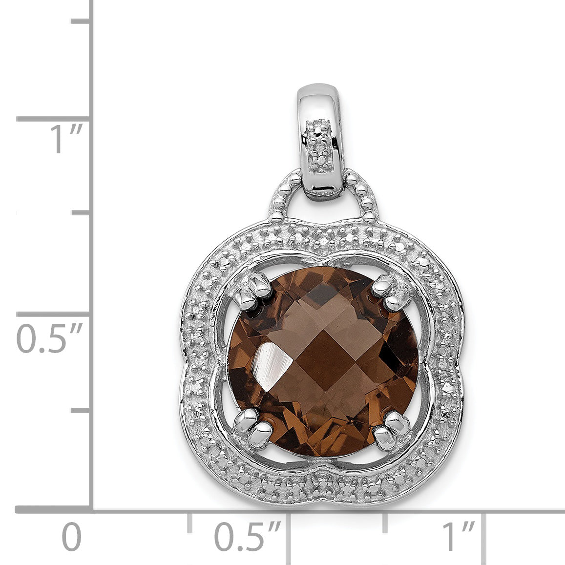 Sterling Silver Rhodium-plated Smoky Quartz Pendant