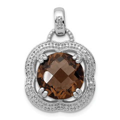 Sterling Silver Rhodium-plated Smoky Quartz Pendant