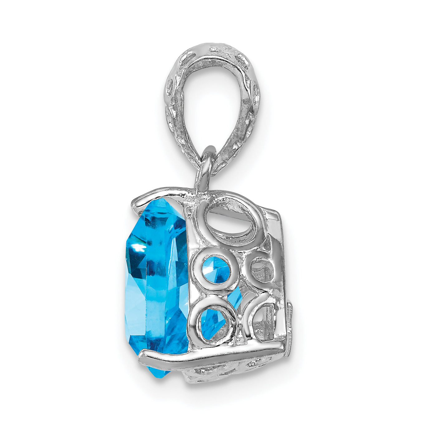 Sterling Silver Rhodium-plated Blue Topaz Pendant