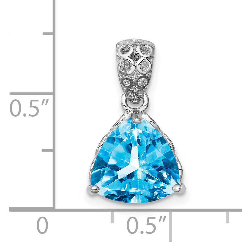 Sterling Silver Rhodium-plated Blue Topaz Pendant