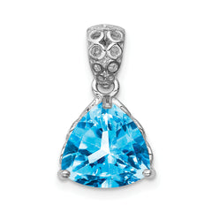 Sterling Silver Rhodium-plated Blue Topaz Pendant