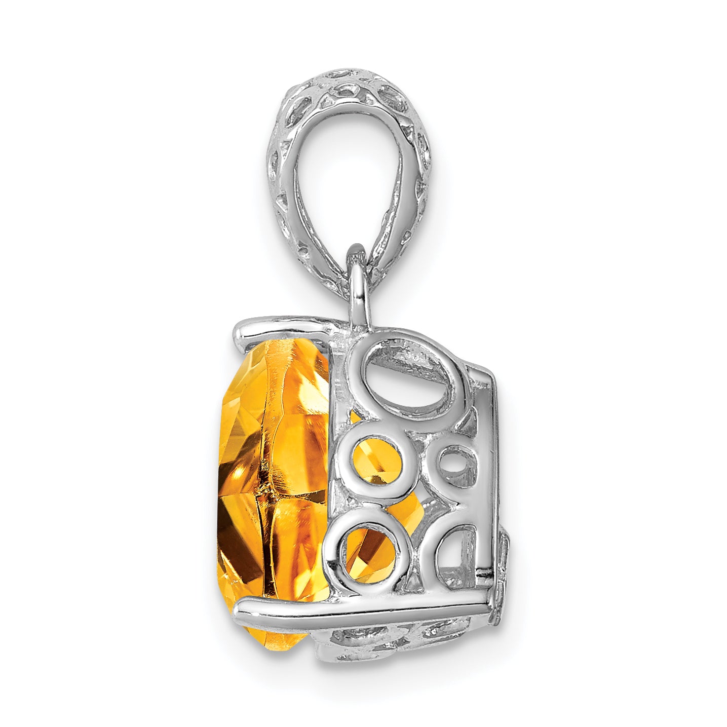 Sterling Silver Rhodium-plated Citrine Pendant