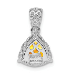 Sterling Silver Rhodium-plated Citrine Pendant