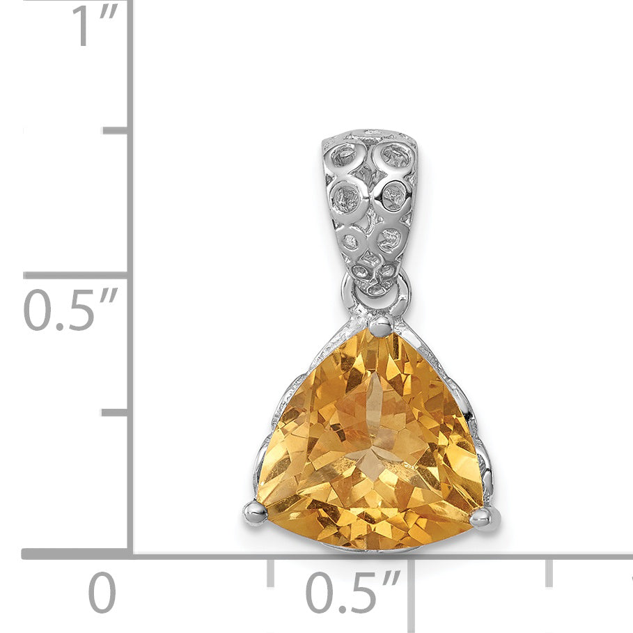 Sterling Silver Rhodium-plated Citrine Pendant