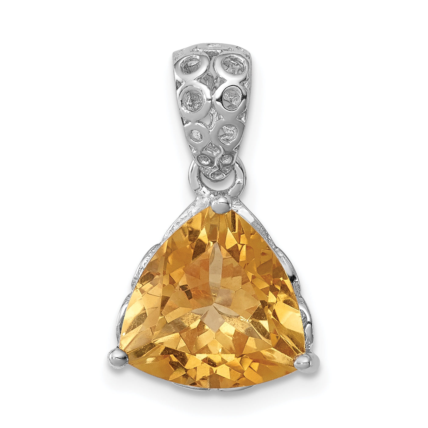 Sterling Silver Rhodium-plated Citrine Pendant