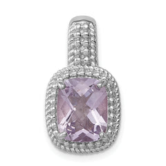 Sterling Silver Rhodium-plated Pink Quartz Pendant