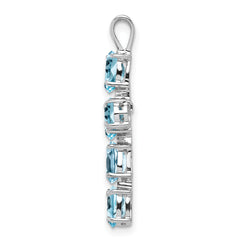 Sterling Silver Rhodium Plated Light Swiss Blue Topaz Cross Pendant