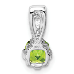 Sterling Silver Rhodium Plated Diamond and Peridot Pendant