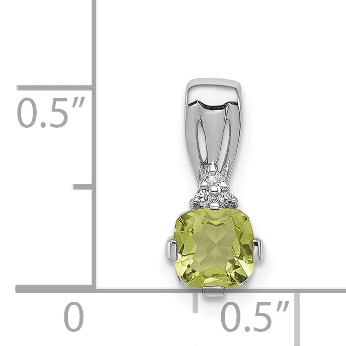 Sterling Silver Rhodium Plated Diamond and Peridot Pendant