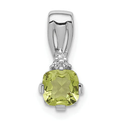 Sterling Silver Rhodium Plated Diamond and Peridot Pendant