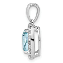 Sterling Silver Rhodium Plated White Topaz & Aquamarine Pendant