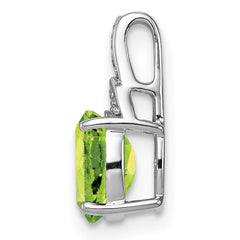 Sterling Silver Rhodium-plated Diamond and Peridot Oval Pendant