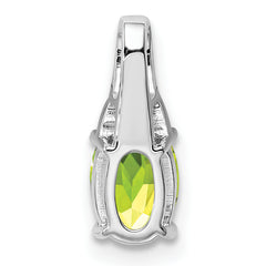 Sterling Silver Rhodium-plated Diamond and Peridot Oval Pendant