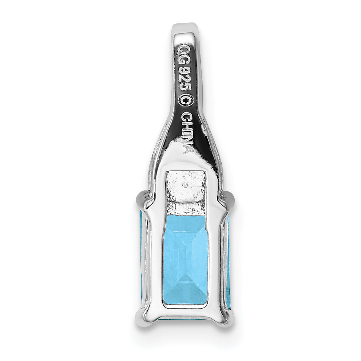 Sterling Silver Rhodium-plated Diamond & Light Blue Topaz Pendant