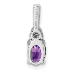 Sterling Silver Rhodium-plated Diamond and Amethyst Pendant