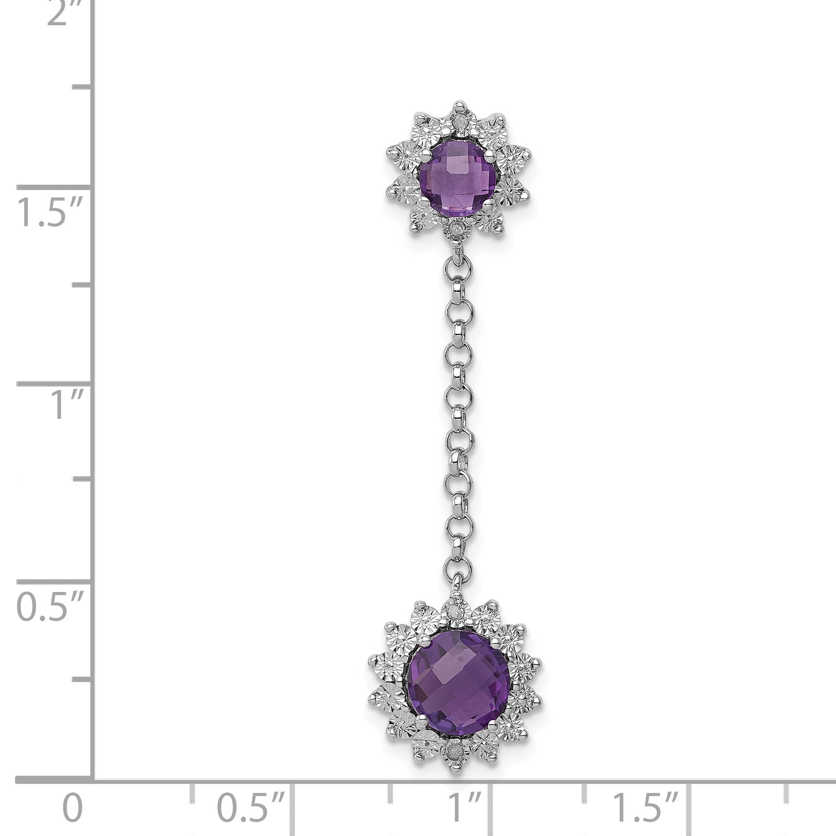 Sterling Silver Rhodium-plated Diamond and Amethyst Pendant