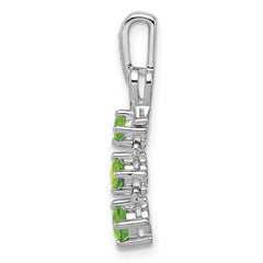 Sterling Silver Rhodium-plated Peridot and Diamond Pendant