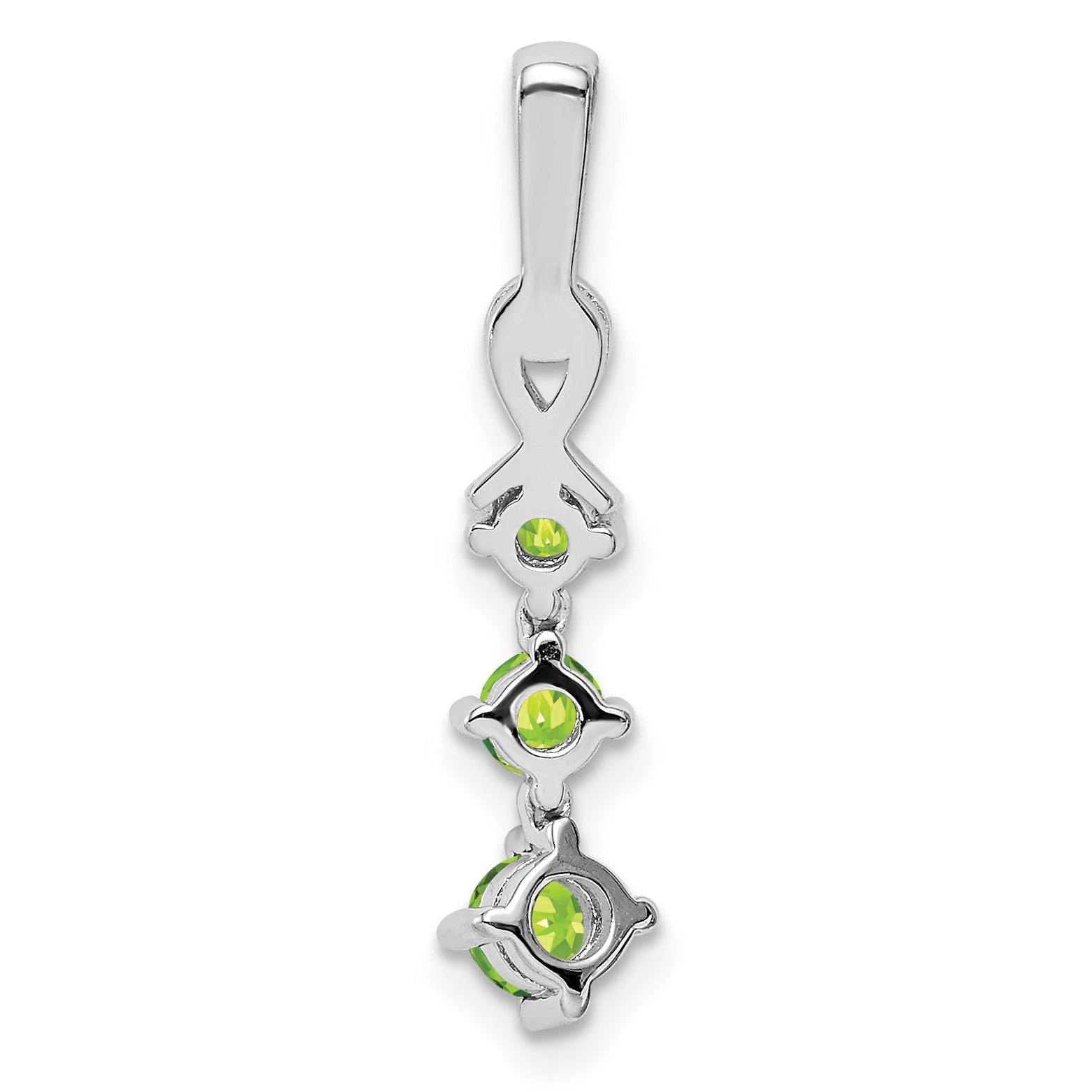 Sterling Silver Rhodium-plated Peridot and Diamond Pendant