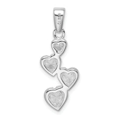 Sterling Silver Rhodium-plated Graduated CZ Heart Pendant