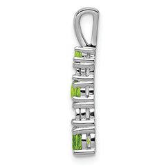 Sterling Silver Rhodium-plated Peridot and Diamond Pendant