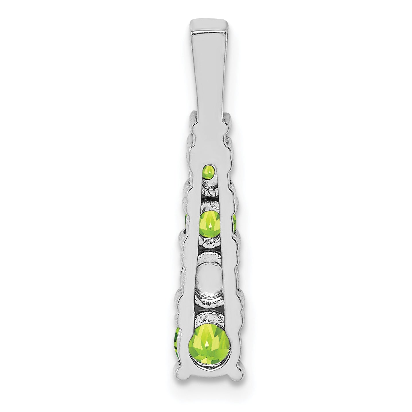 Sterling Silver Rhodium-plated Peridot and Diamond Pendant