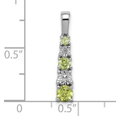 Sterling Silver Rhodium-plated Peridot and Diamond Pendant