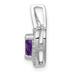 Sterling Silver Rhodium-plated Amethyst and Diamond Pendant