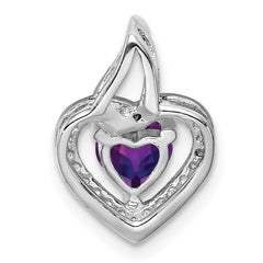 Sterling Silver Rhodium-plated Amethyst and Diamond Pendant