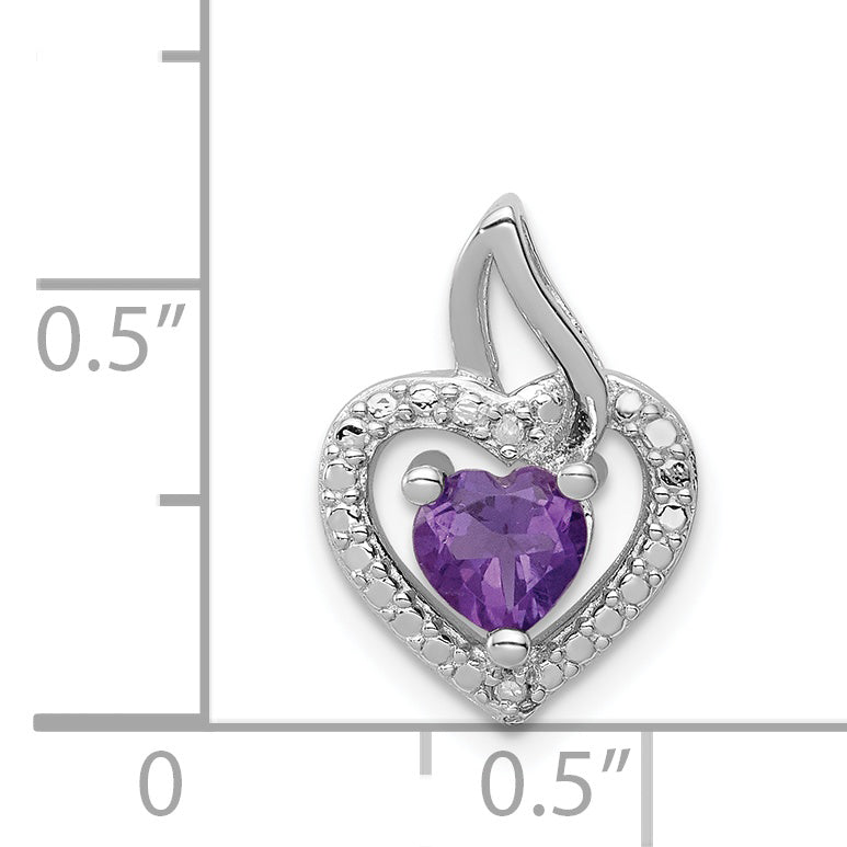 Sterling Silver Rhodium-plated Amethyst and Diamond Pendant