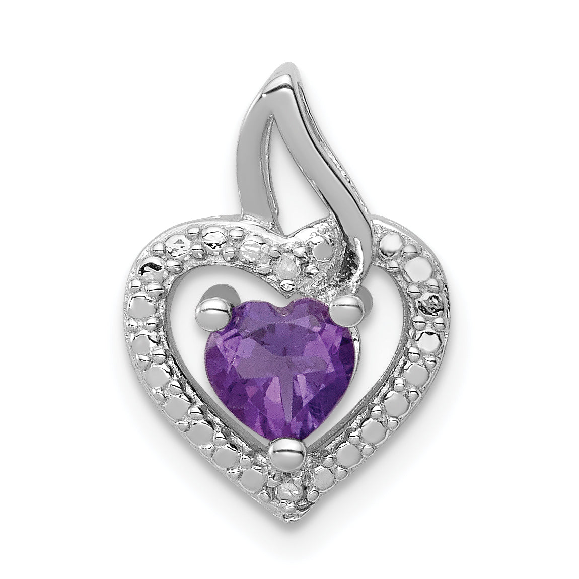 Sterling Silver Rhodium-plated Amethyst and Diamond Pendant