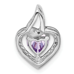 Sterling Silver Rhodium-plated Pink Quartz and Diamond Pendant