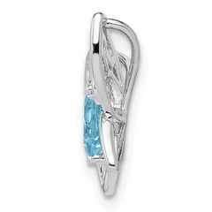 Sterling Silver Rhodium-plated Light Swiss Blue Topaz Diamond Chain Slide