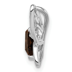 Sterling Silver Rhodium-plated Smoky Quartz Diamond Pendant