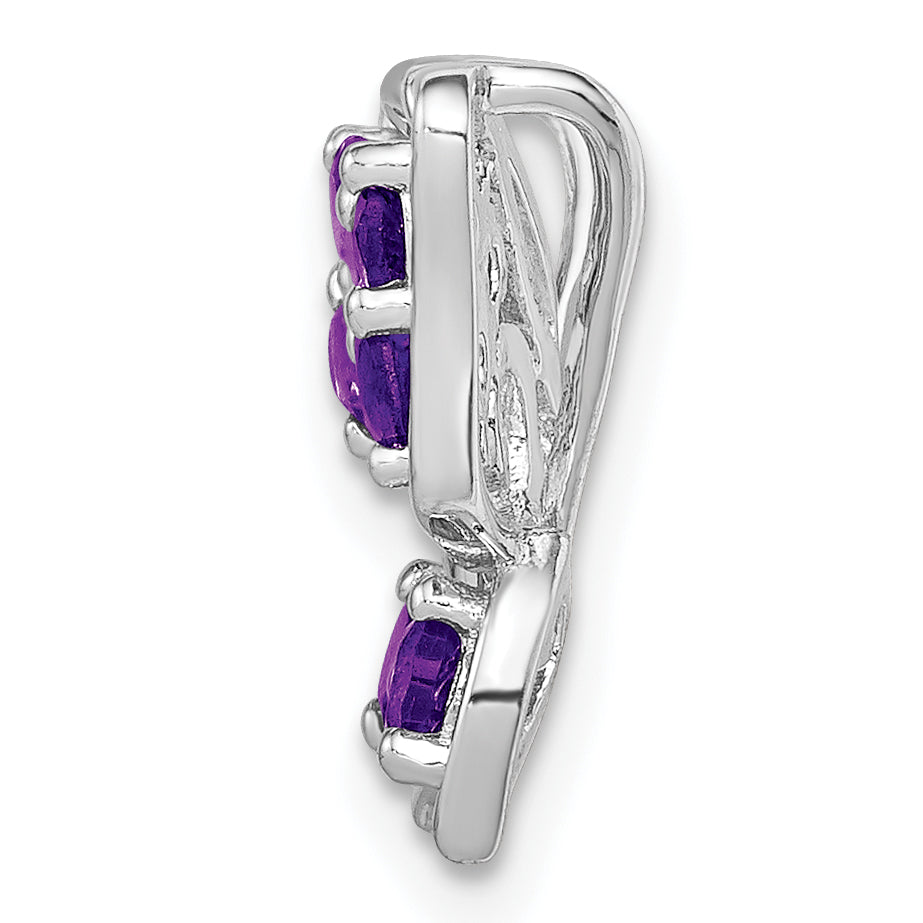 Sterling Silver Rhodium-plated Amethyst Diamond Chain Slide