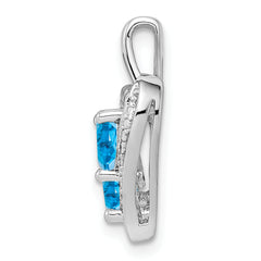 Sterling Silver Rhodium-plated Blue Topaz Diamond Pendant