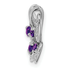 Sterling Silver Rhodium-plated Amethyst & Diamond Pendant