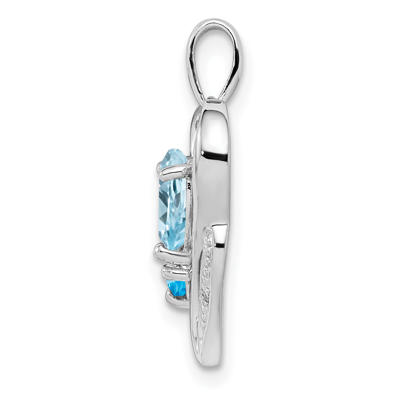 Sterling Silver Rhodium Plated Diamond & Sky Blue Topaz Pendant