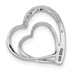 Sterling Silver Rhodium Plated Diamond Double Heart Pendant