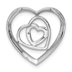 Sterling Silver Rhodium Plated Diamond Triple Heart Pendant