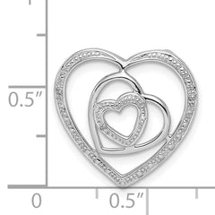 Sterling Silver Rhodium Plated Diamond Triple Heart Pendant