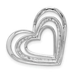 Sterling Silver Rhodium Plated Diamond Triple Heart Pendant