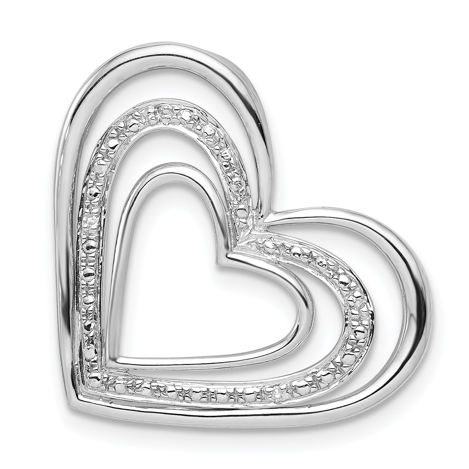 Sterling Silver Rhodium Plated Diamond Triple Heart Pendant