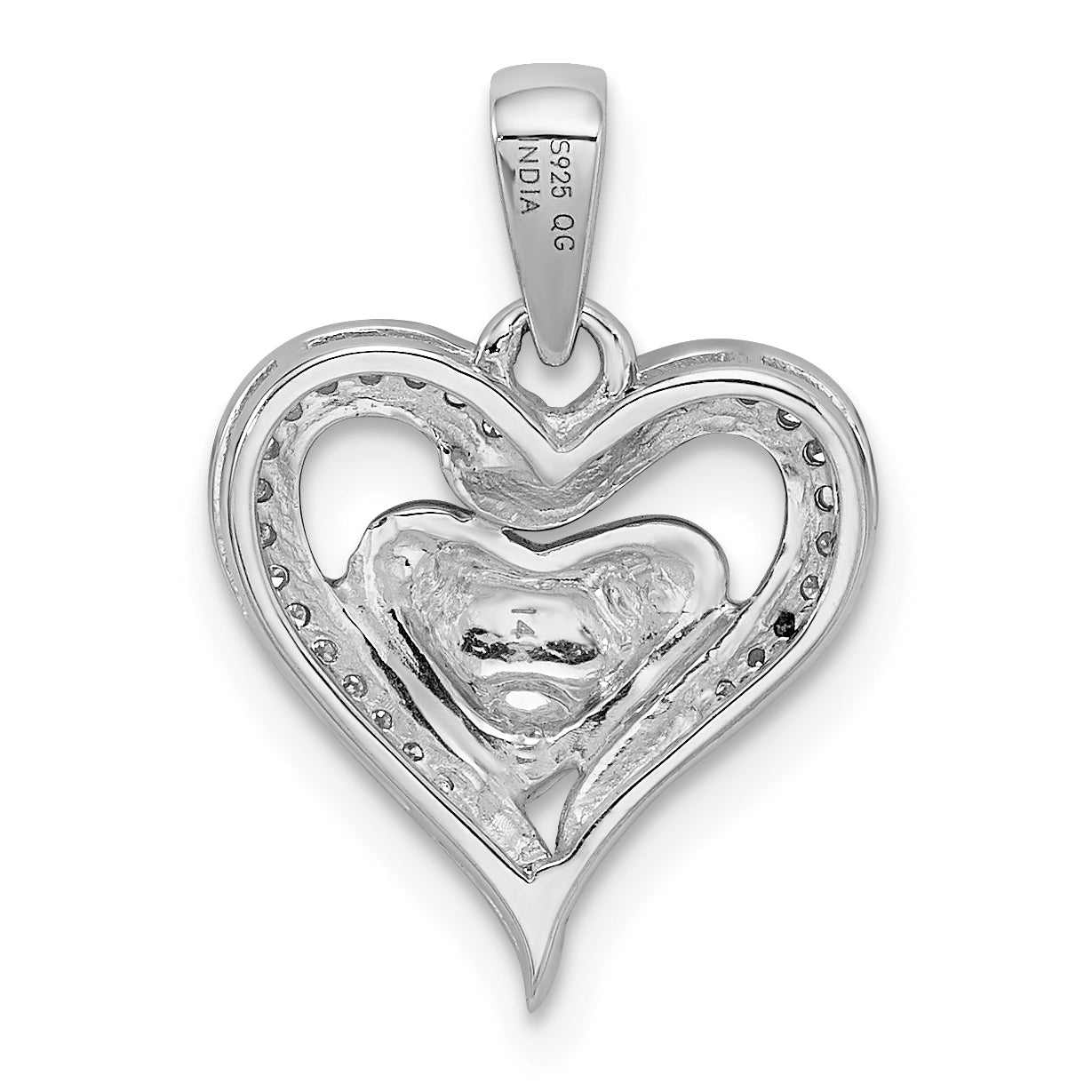 Sterling Silver Rhodium & 14K Rose Gold Heart Pendant