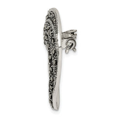 Sterling Silver Marcasite Open Heart Pin Brooch